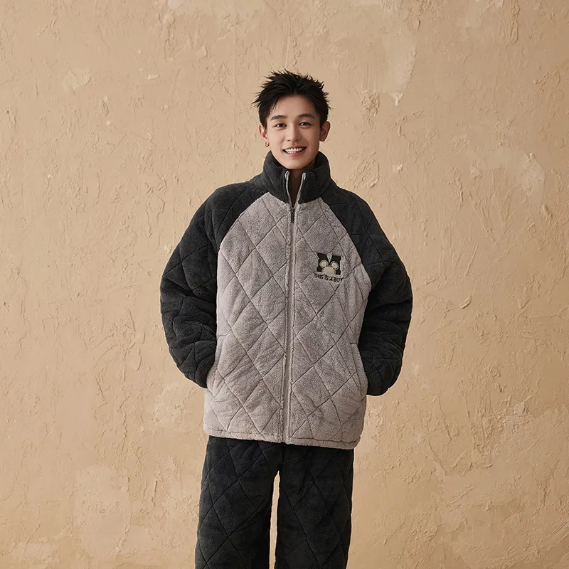 QINZUIMAO Pajama Set Men's Carbon Gray-1