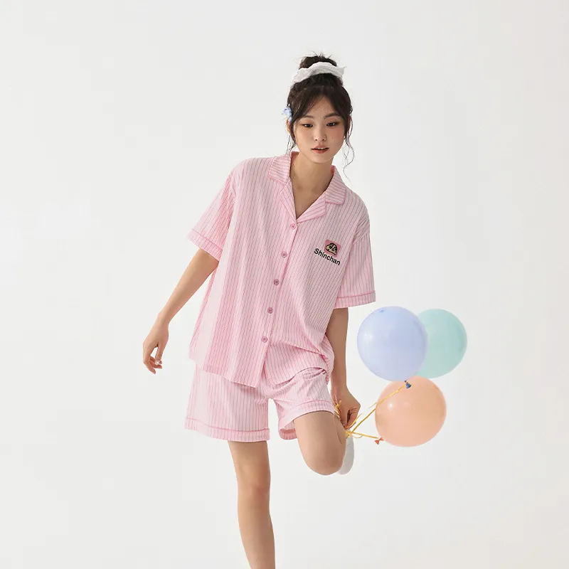 QINZUIMAO x Crayon Shinchan Pajama Set Women's Peach Blossom Pink-1