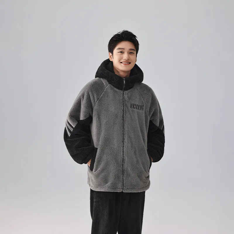 QINZUIMAO Pajama Set Men's Elegant Gray-3