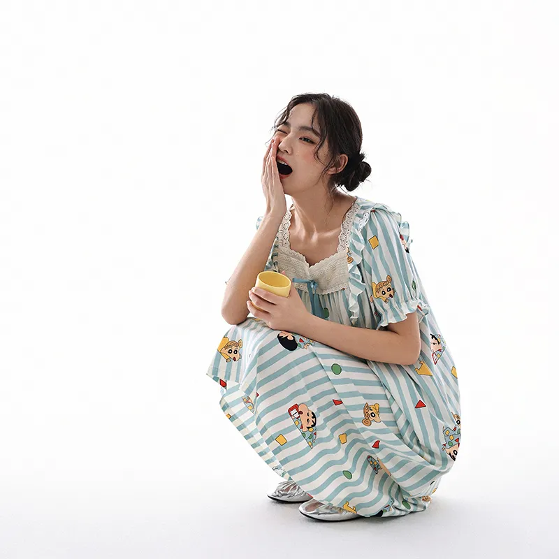 QINZUIMAO x LABIXIAOXIN,LIANMINGKUAN Nightgown Women's Illusion Blue-5