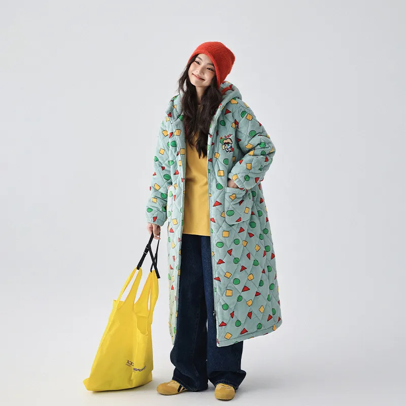 QINZUIMAO x Crayon Shinchan Pajama Robe Women's Celadon Green-1