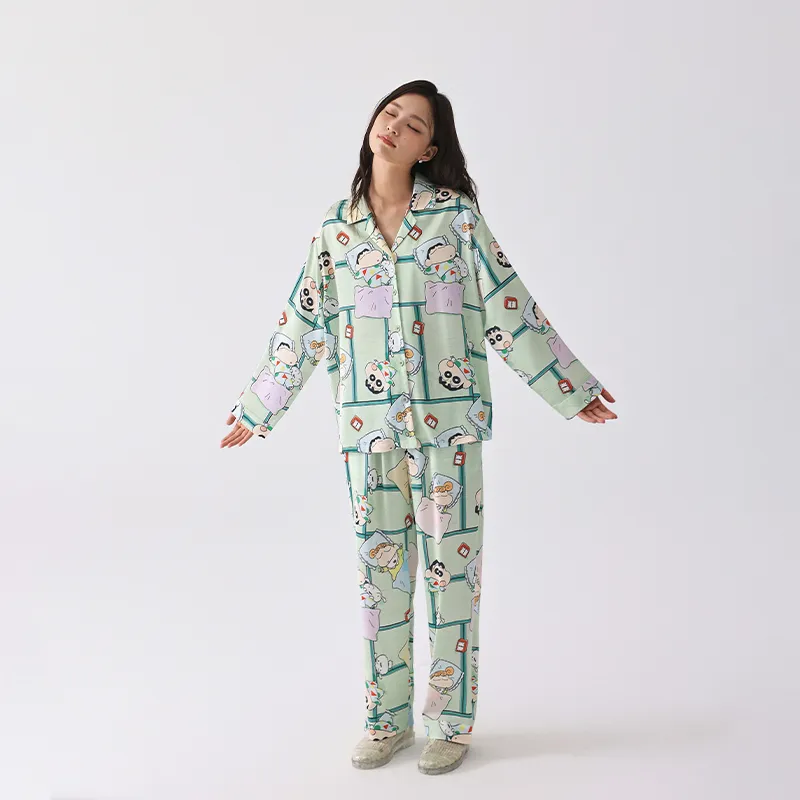 QINZUIMAO x Crayon Shinchan Pajama Set Women's New Leaf Green-5
