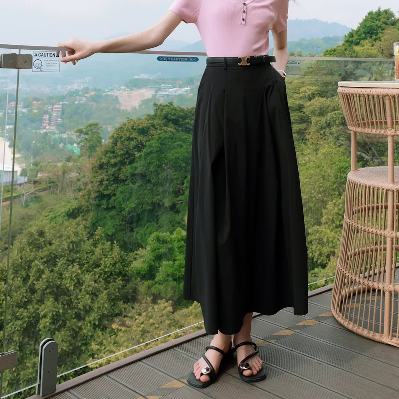 3COLOUR Casual Long Skirt Women's Classic Black-2