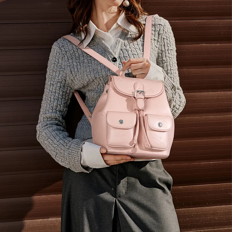 NUCELLE Artificial Leather Pegasus Collection Embossed Travel Bag Backpack Trumpets Women's Multicolor-12