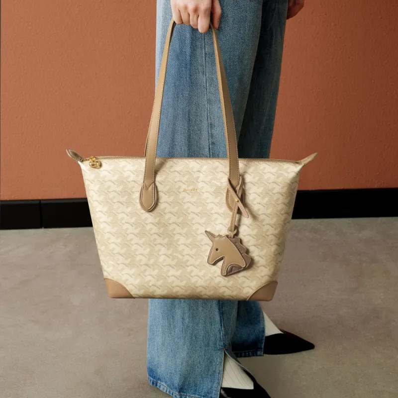 NUCELLE Fabric One Shoulder Shoulder Bag Tote Bag Laptop Bag Shopping Bag Women's Multicolor-6