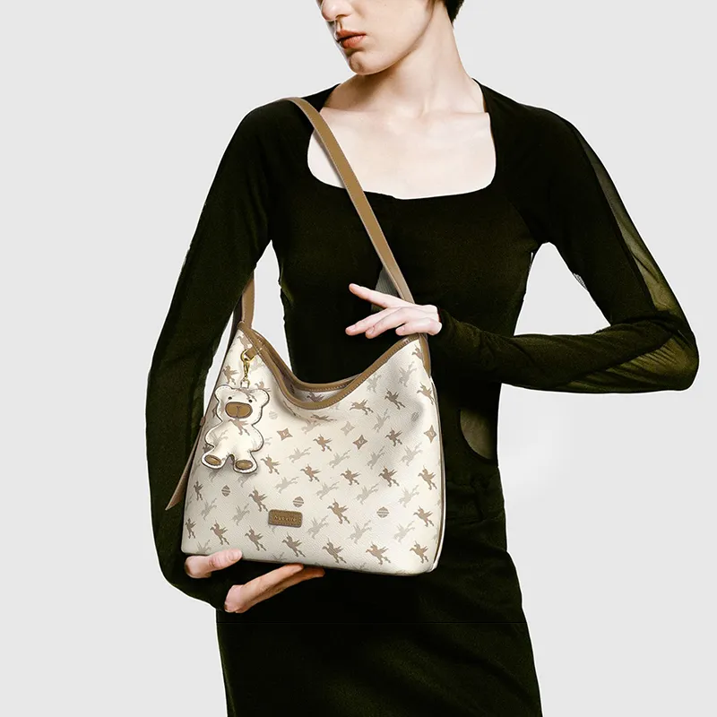 NUCELLE PVC Shoulder Bag, Commute HOBO Bag, Single Shoulder Crossbody Bucket Bag Tubas Women's Multicolor-2