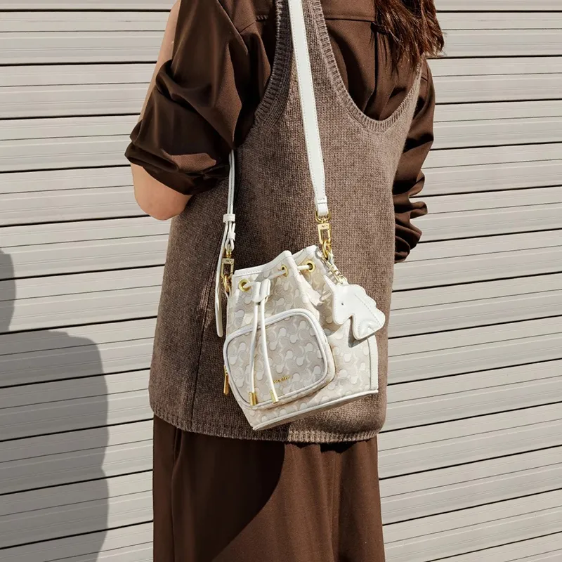 NUCELLE Artificial Leather Bucket Bag, Underarm Shoulder Bag, Crossbody Bag, Handbag Trumpets Women's Multicolor-6