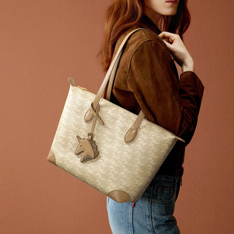 NUCELLE Fabric One Shoulder Shoulder Bag Tote Bag Laptop Bag Shopping Bag Women's Multicolor-4
