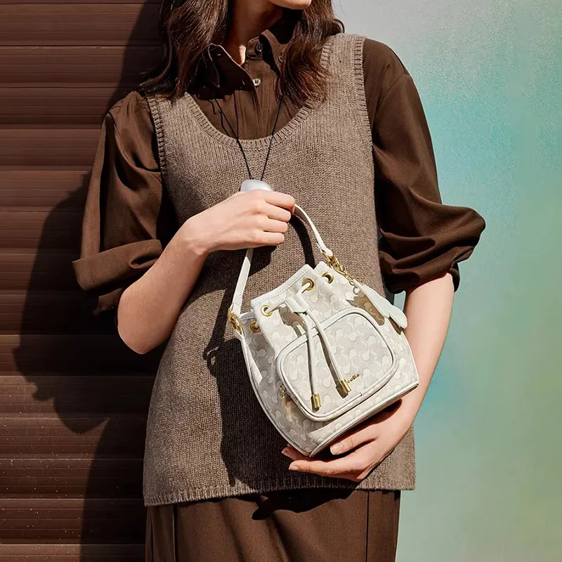 NUCELLE Artificial Leather Bucket Bag, Underarm Shoulder Bag, Crossbody Bag, Handbag Trumpets Women's Multicolor-5