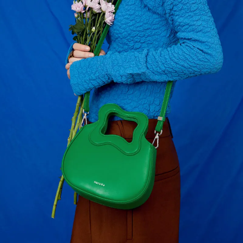 NUCELLE PU Shoulder Bag, Handbag Trumpets Women's Bamboo Green-6