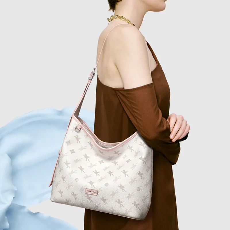NUCELLE PVC Shoulder Bag, Commute HOBO Bag, Single Shoulder Crossbody Bucket Bag Tubas Women's Multicolor-7
