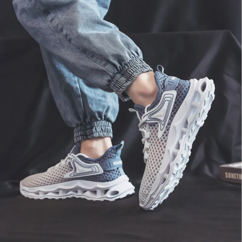 Warrior Breathable Lightweight Height Increasing Low Top Casual Shoes Unisex Dusty Blue-5