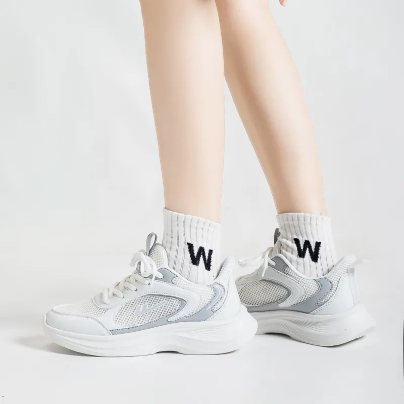 Warrior Breathable Lightweight Height Increasing Casual Shoes Unisex White Gray-6