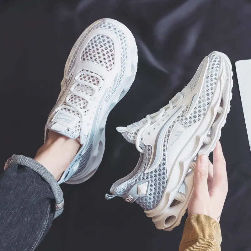 WARRIOR Ride The Wind And Waves Series Running Shoes Unisex Low Top White Gray/White Blue-5