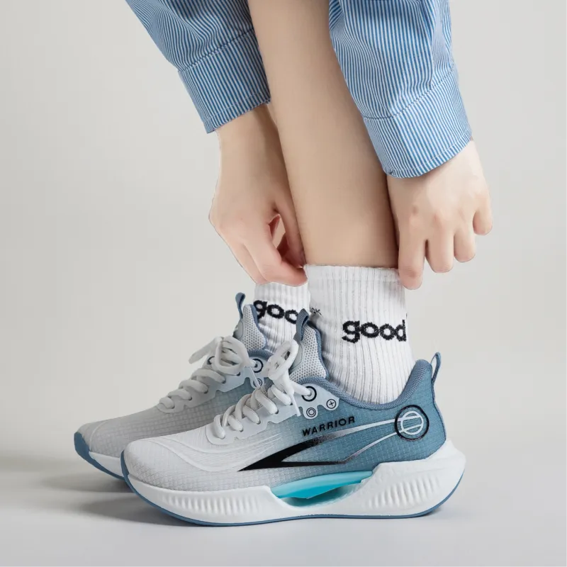 Warrior Wing Series Breathable Lightweight Height Increasing Low Top Casual Shoes Unisex Beige Light Blue-5
