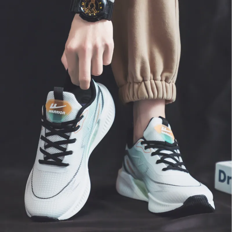 WARRIOR Running Shoes Men Low Top Beige/Green/Black-4