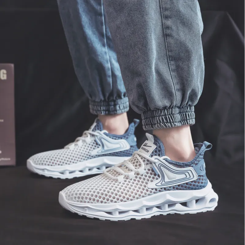 Warrior Breathable Lightweight Height Increasing Low Top Casual Shoes Unisex Dusty Blue-4