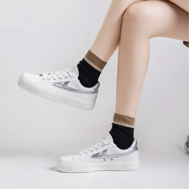 Warrior Lightweight Support Low Top Skateboard Shoes Unisex White Silver-5