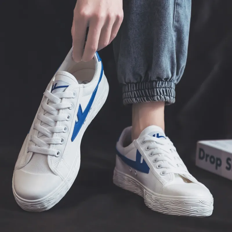 Warrior Lightweight, Breathable, And Supportive Low Top Skateboard Shoes Unisex White Blue-5