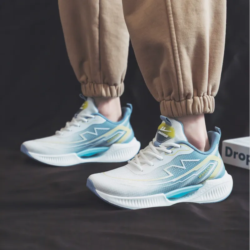 WARRIOR Running Shoes Men Mid Top Beige, Light Blue, Yellow-5