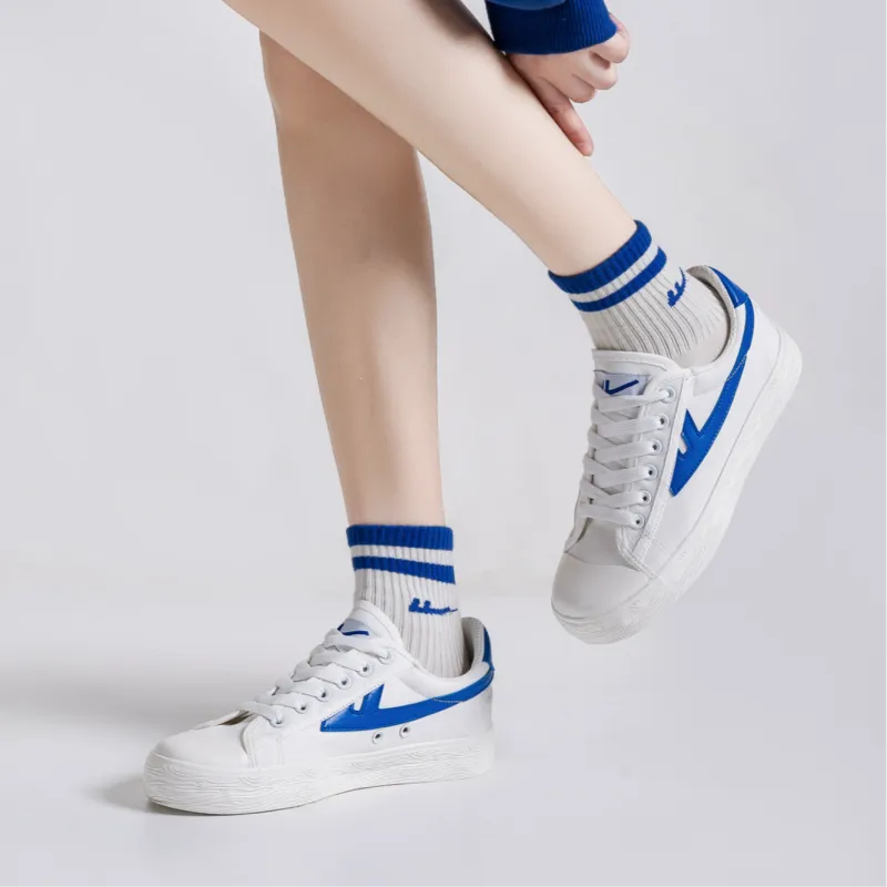 Warrior Lightweight, Breathable, And Supportive Low Top Skateboard Shoes Unisex White Blue-4