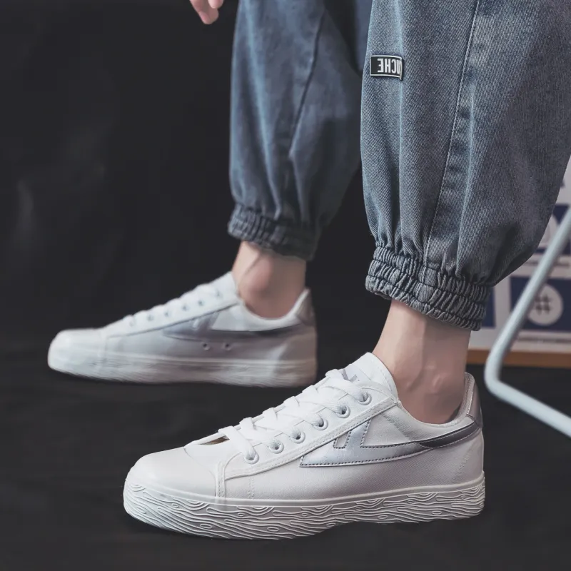 Warrior Lightweight Support Low Top Skateboard Shoes Unisex White Silver-4