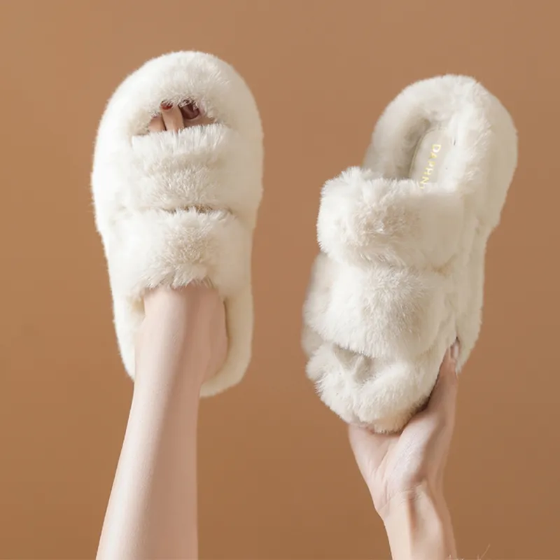 DAPHNE Slide Slippers Women's Apricot/White/Gray-13