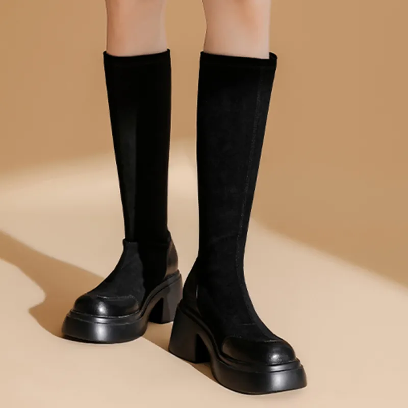 DAPHNE Knee high Boots 7cm Women's Black-6