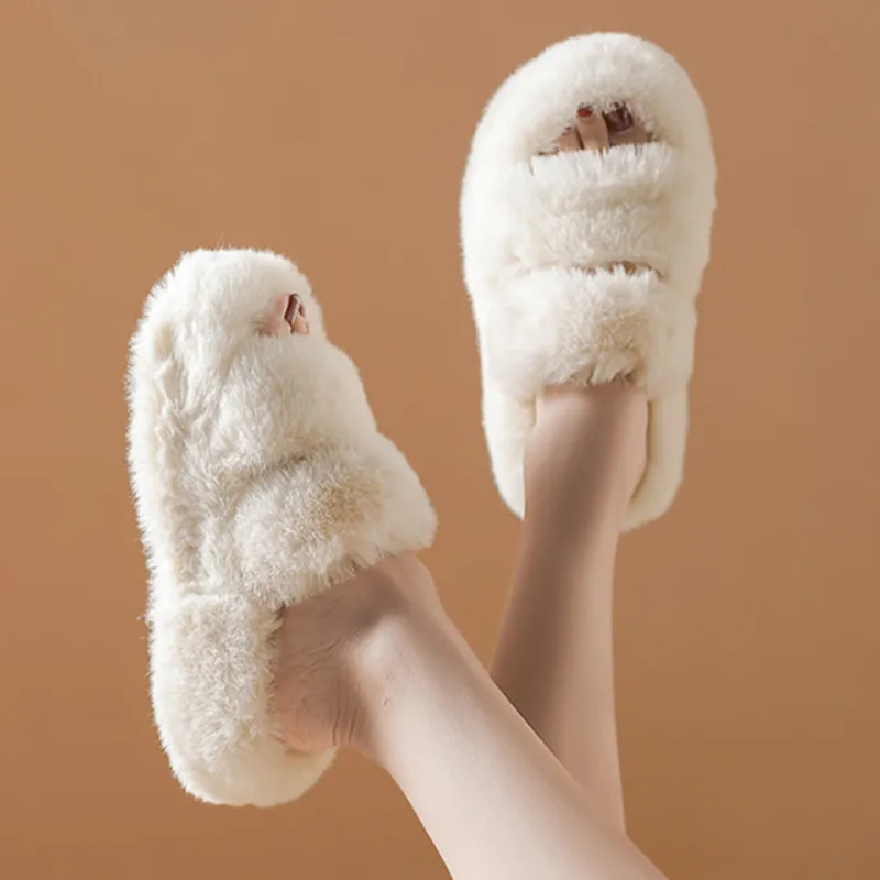 DAPHNE Slide Slippers Women's Apricot/White/Gray-12