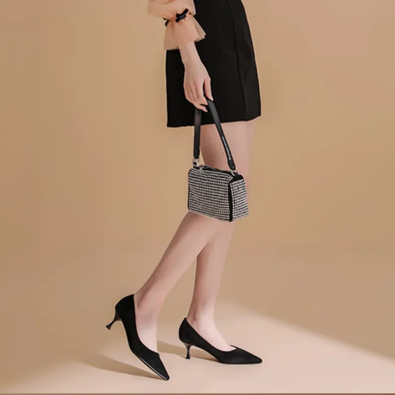 DAPHNE Slim Heel High Heels 5cm Women's Black-4