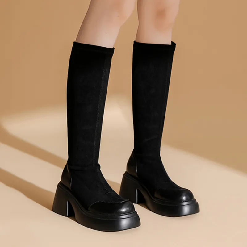 DAPHNE Knee high Boots 7cm Women's Black-5