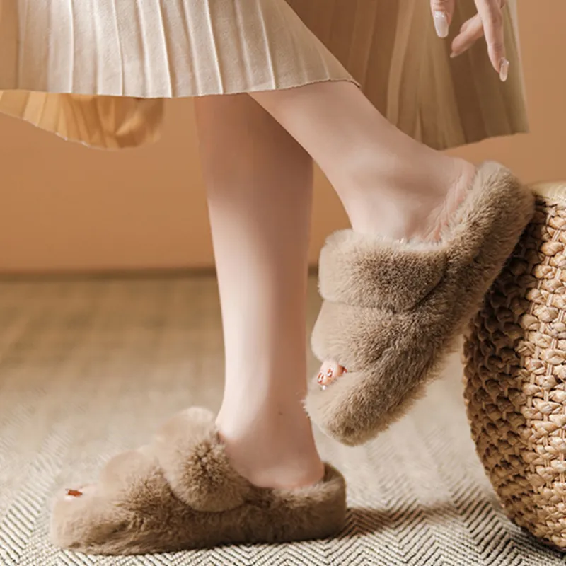 DAPHNE Slide Slippers Women's Apricot/White/Gray-5