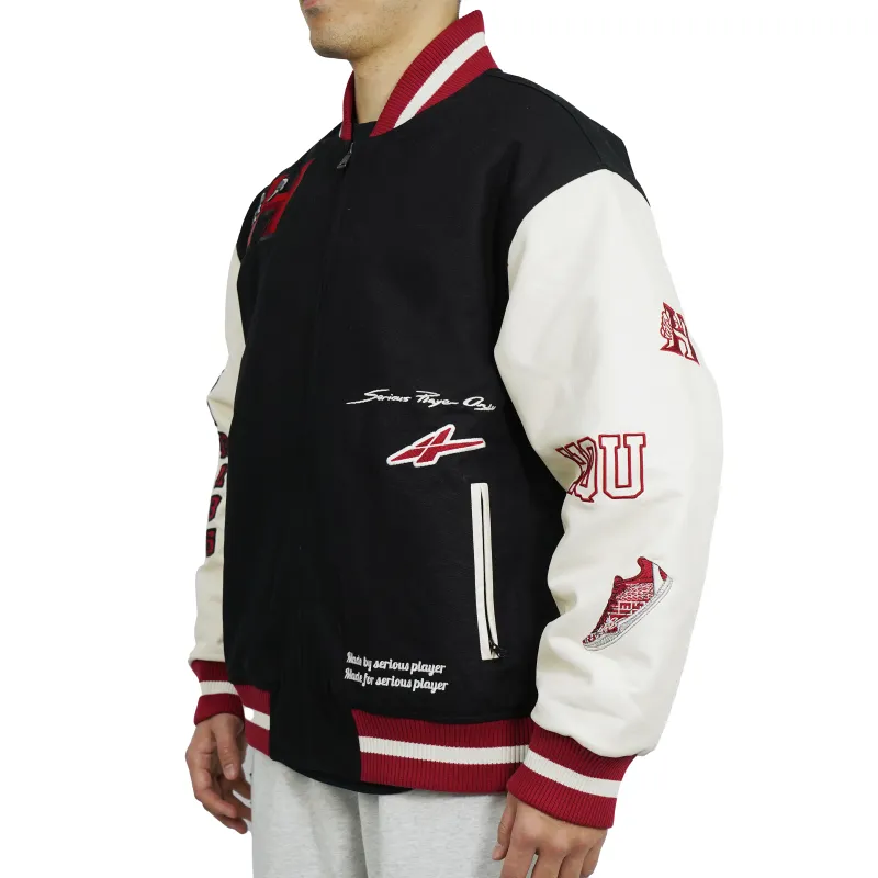 Serious Player Only Baseball Jacket Men's Black-3