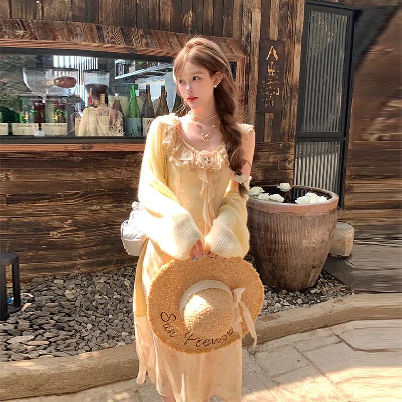 ACAINES Slip Dress Women's Light Yellow-5