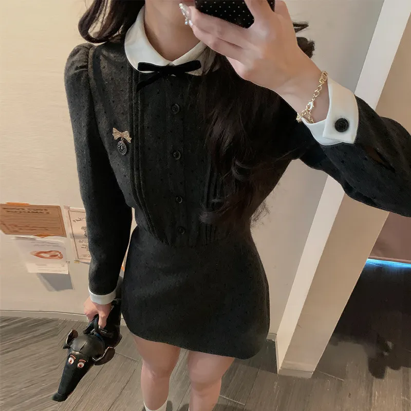 ACAINES Long-Sleeved Dresses Women's Dark Gray-2