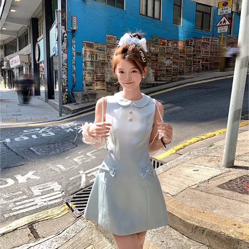 ACAINES Sleeveless Dress Women's Ice Blue-5