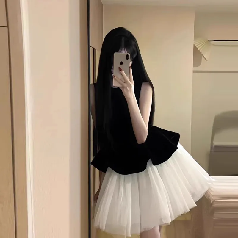 ACAINES Puffy Skirt Women's Black-4