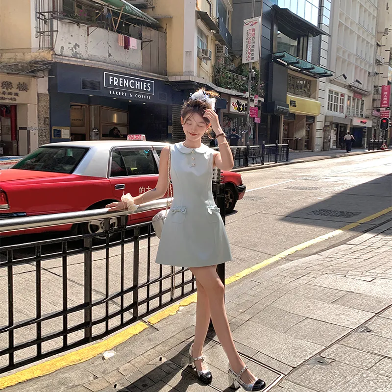 ACAINES Sleeveless Dress Women's Ice Blue-4