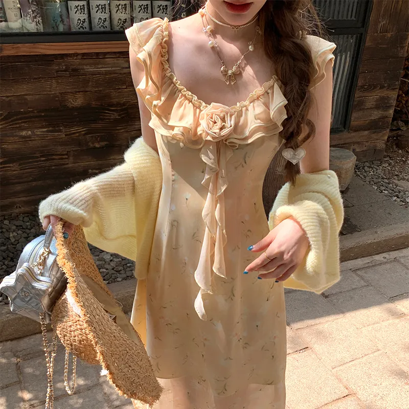 ACAINES Slip Dress Women's Light Yellow-6