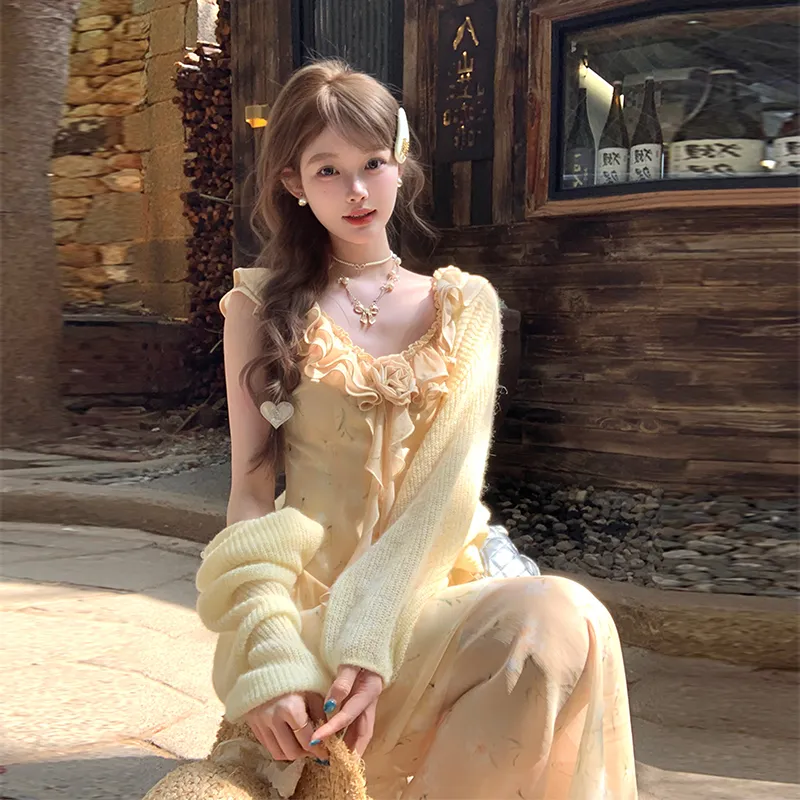 ACAINES Slip Dress Women's Light Yellow-2