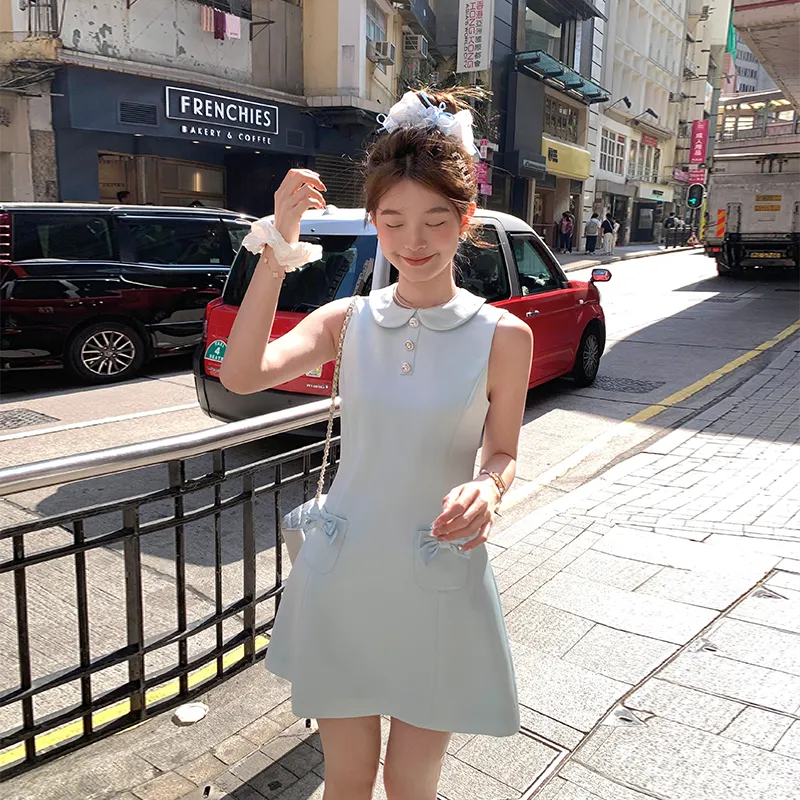 ACAINES Sleeveless Dress Women's Ice Blue-6