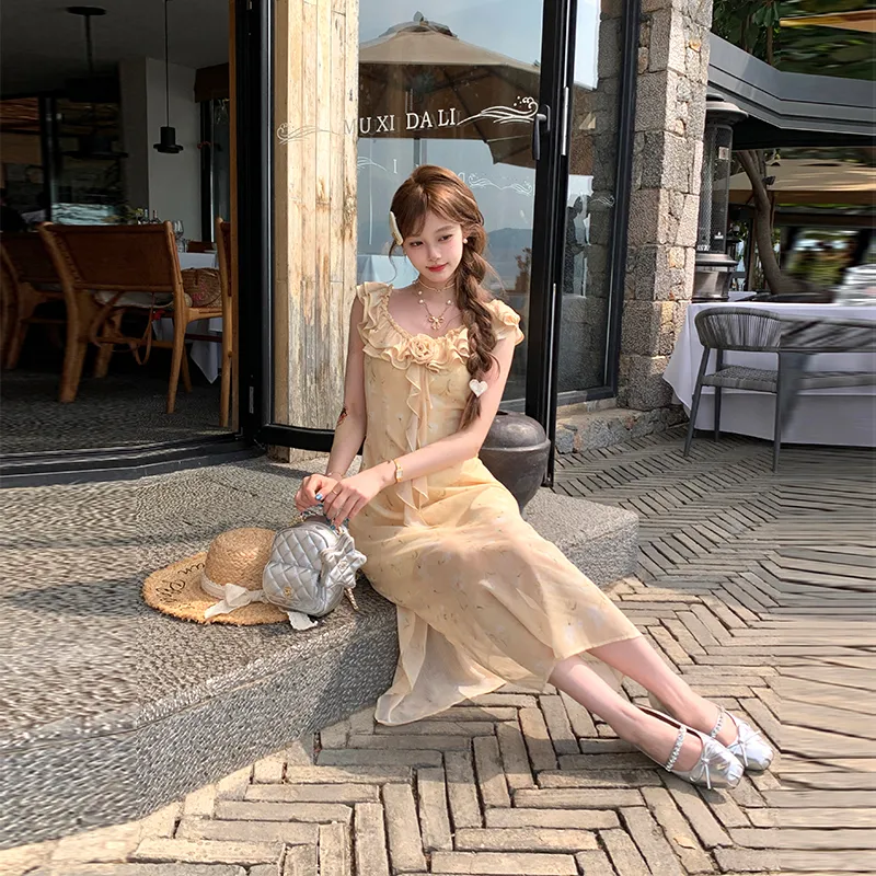 ACAINES Slip Dress Women's Light Yellow-7