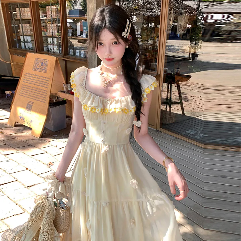 ACAINES Slip Dresses Women's Light Yellow-2