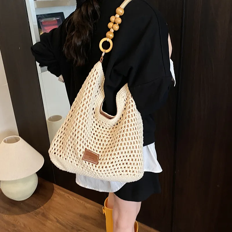 BAODIDAISHU PU Fashion Niche Shoulder Bag Underarm Tote Women's Brown/Black-3