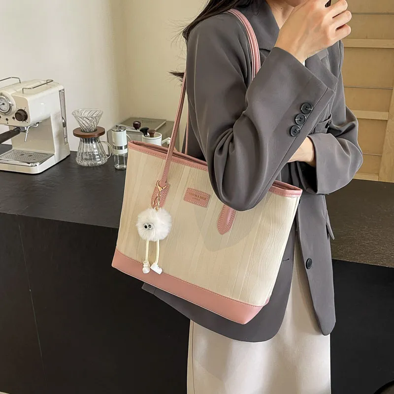 BAODIDAISHU PU Shoulder Bag Tote Handbag Women's White/Pink/Black/Khaki-7