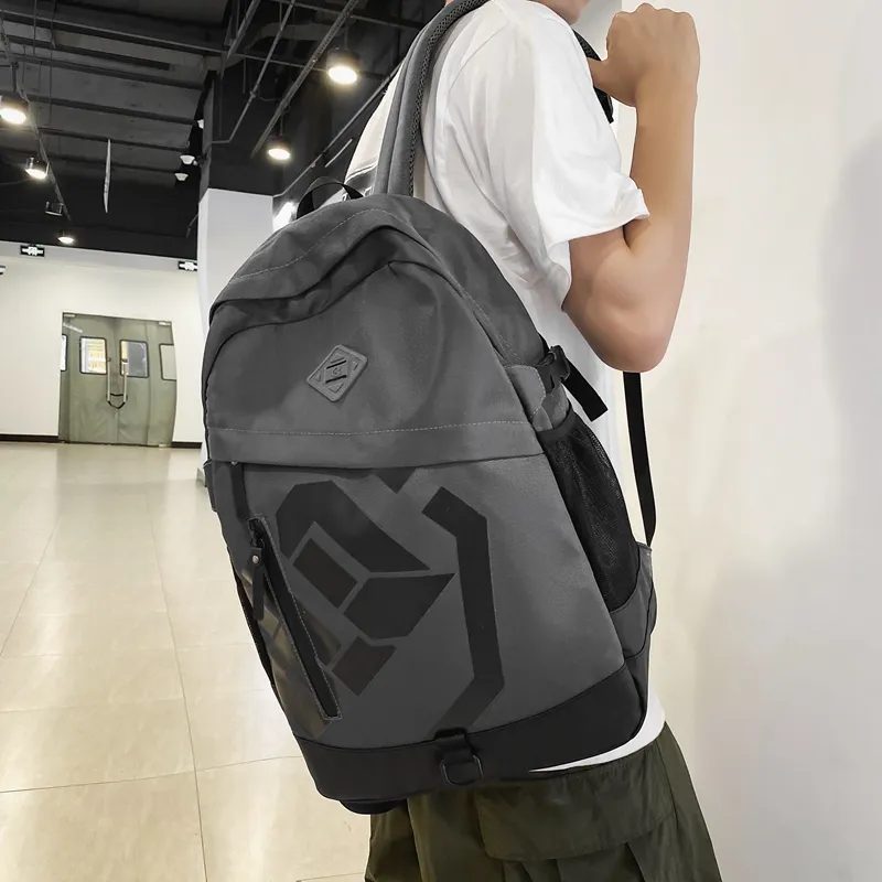 BAODIDAISHU Nylon Backpack Large Size Men's Gray/Black/Green-2