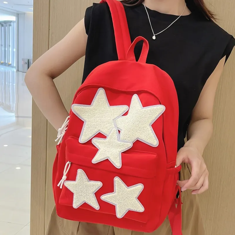 BAODIDAISHU Nylon Backpack Regular Unisex Black/Red/Sky Blue-3