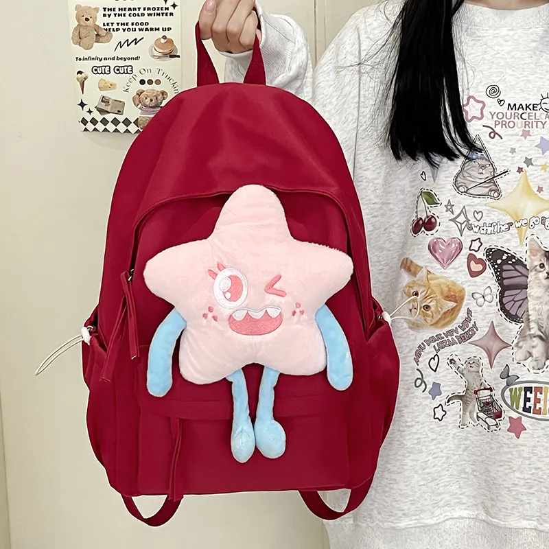 BAODIDAISHU Nylon Backpack Laptop Bag Backpack Regular Women's Black/Pink/Burgundy/Yellow-9