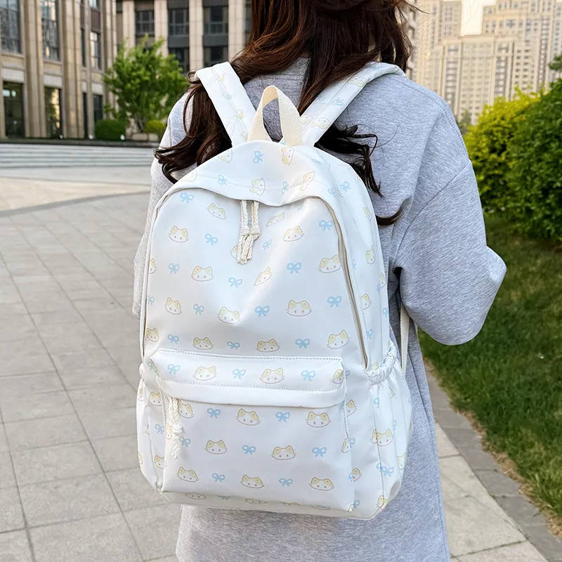 BAODIDAISHU Nylon Backpack Regular Women's White/blue/yellow/pink/black-5