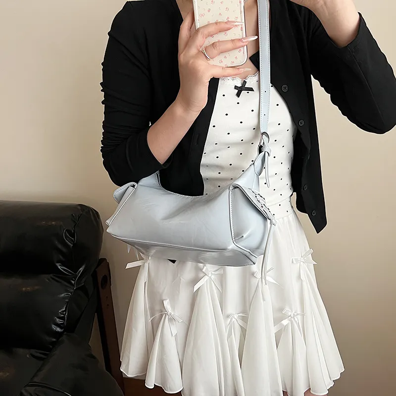 BAODIDAISHU PU Shoulder Bag Regular Women's White/Silver/Blue/Yellow/Red/Black/Denim Blue-16